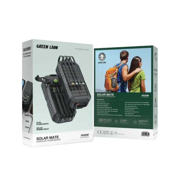 پاوربانک خورشیدی 20000 گرین لاین Green Lion Solar Mate Power Bank 20000mAh GL-PX15